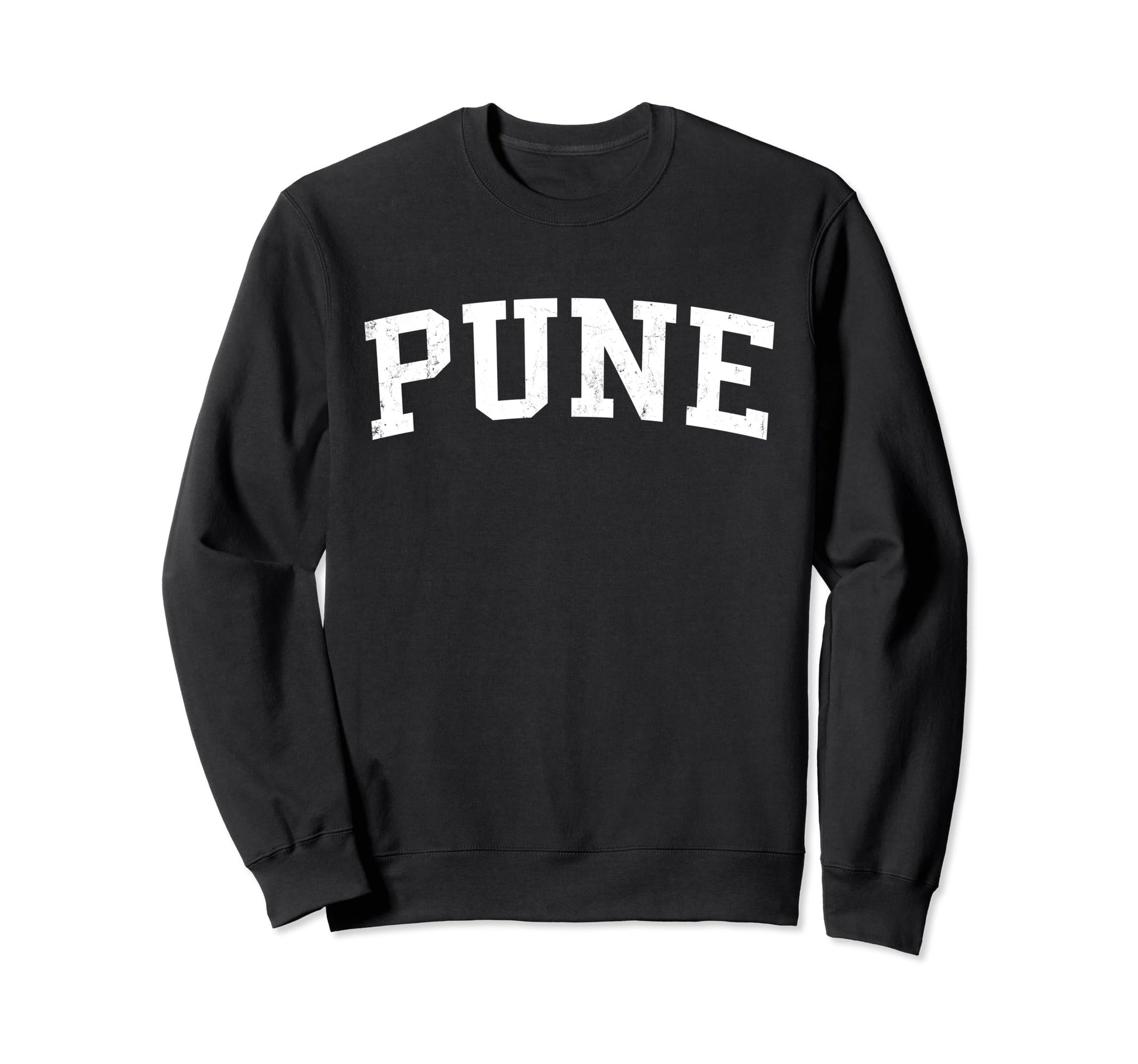 Pune India Distressed White Varsity Sweatshirt - Graphic Print Unisex - T-Shirt, Sweatshirt, Hoodie