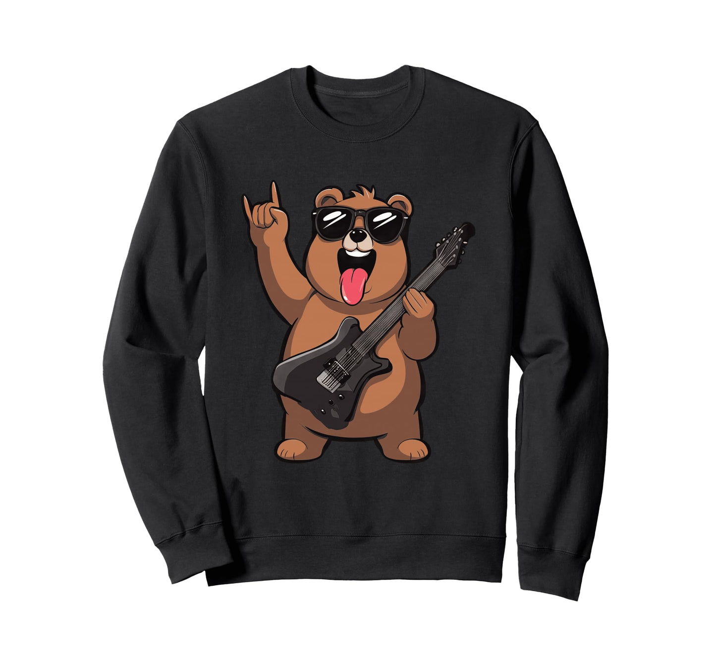 Funny Bear Rockstar Cartoon Animal Sweatshirt - Streetwear Style Men Women - T-Shirt, Sweatshirt, Hoodie