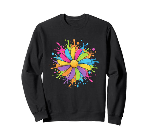 Rainbow Flower Daisy Color Splash Sweatshirt - Aesthetic Graphic Unisex - T-Shirt, Sweatshirt, Hoodie