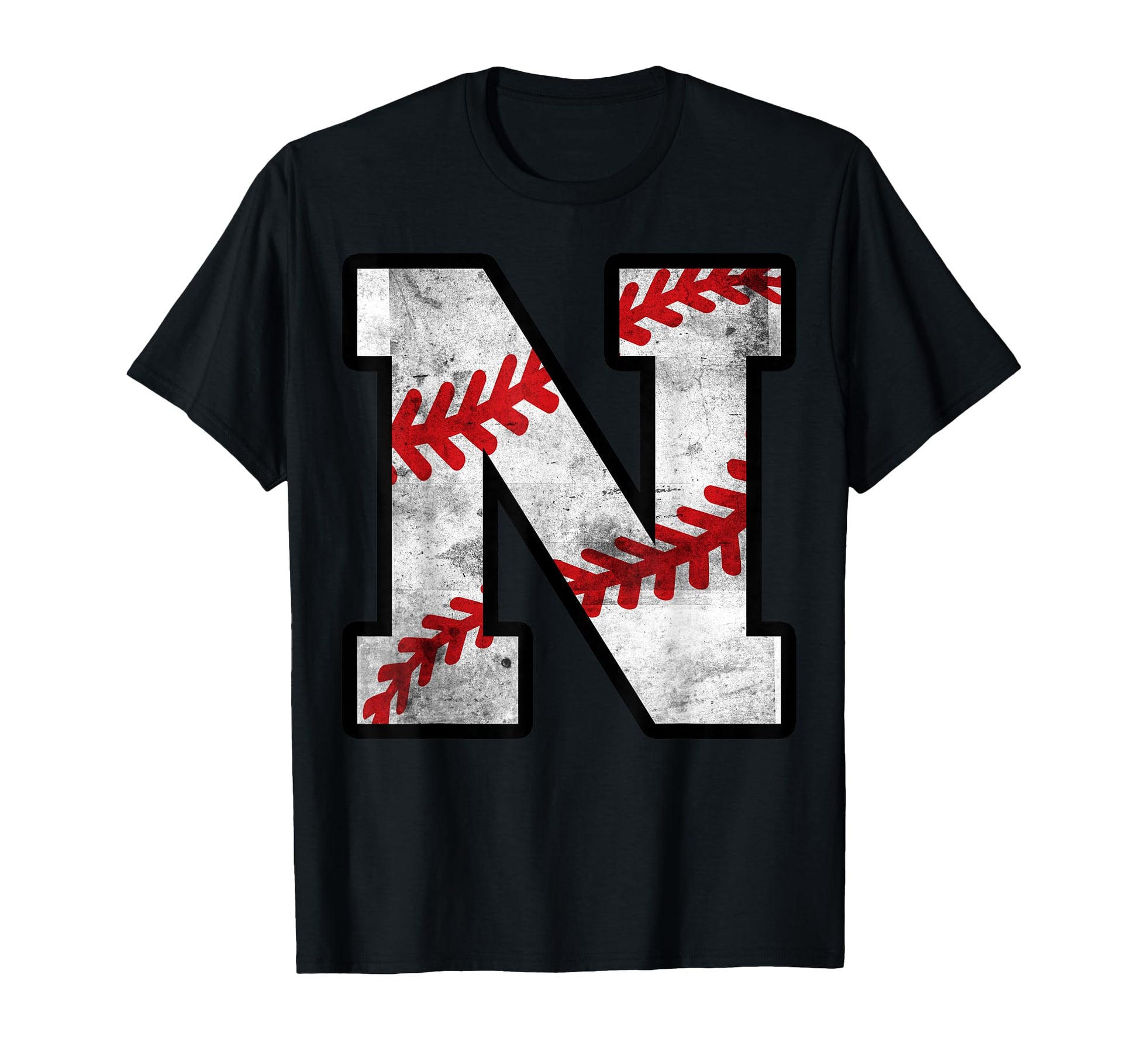 Distressed Baseball Letter N T-Shirt - Novelty Apparel for Adults - T-Shirt, Sweatshirt, Hoodie