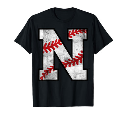 Distressed Baseball Letter N T-Shirt - Novelty Apparel for Adults - T-Shirt, Sweatshirt, Hoodie