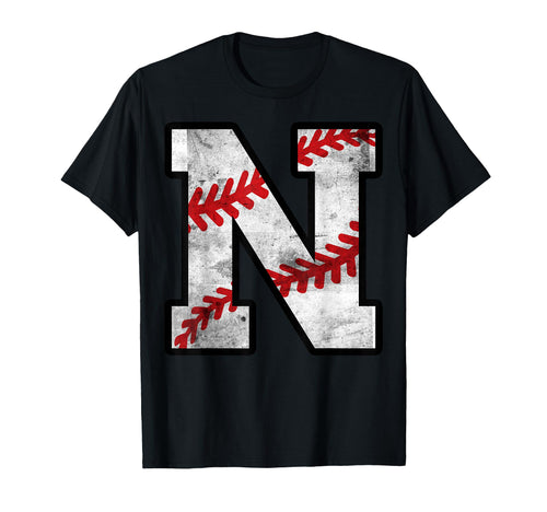 Distressed Baseball Letter N T-Shirt - Novelty Apparel for Adults - T-Shirt, Sweatshirt, Hoodie