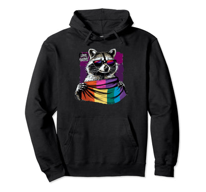 Funny Raccoon Love Sunglasses Summer Gift Hoodie - Unique Graphic Men Women - T-Shirt, Sweatshirt, Hoodie