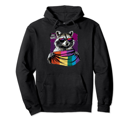 Funny Raccoon Love Sunglasses Summer Gift Hoodie - Unique Graphic Men Women - T-Shirt, Sweatshirt, Hoodie