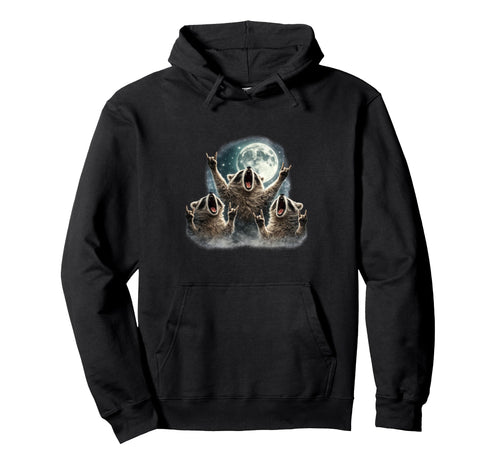 Raccoon 3 Racoons Howling Moon Rock Hoodie - Casual Everyday Wear Unisex - T-Shirt, Sweatshirt, Hoodie
