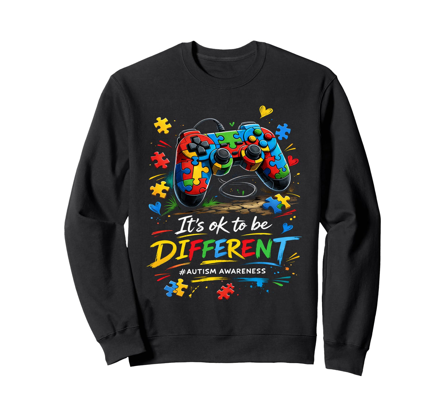 Its Ok To Be Different Autism Sweatshirt - Aesthetic Graphic for Adults - T-Shirt, Sweatshirt, Hoodie