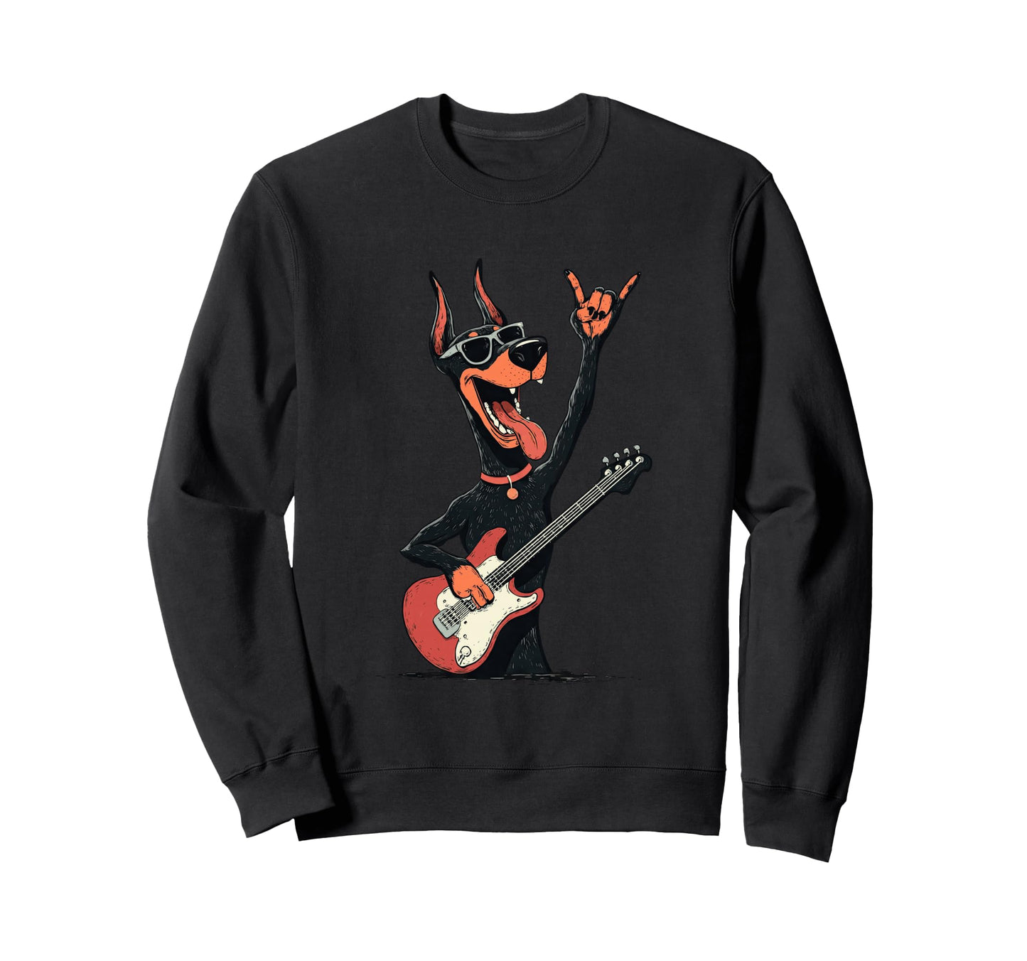 Funny Rock Dog Guitar Playing Sweatshirt - Trendy Graphic for Adults - T-Shirt, Sweatshirt, Hoodie
