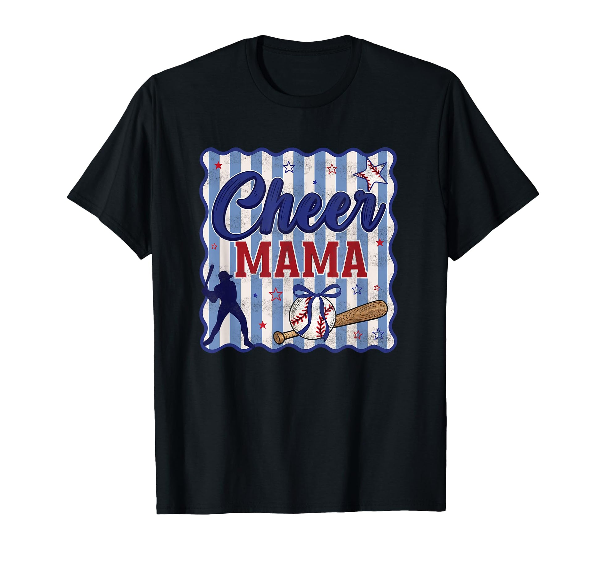 Preppy Stripe Blue Baseball Sport Cheer T-Shirt - Unique Graphic Men Women - T-Shirt, Sweatshirt, Hoodie