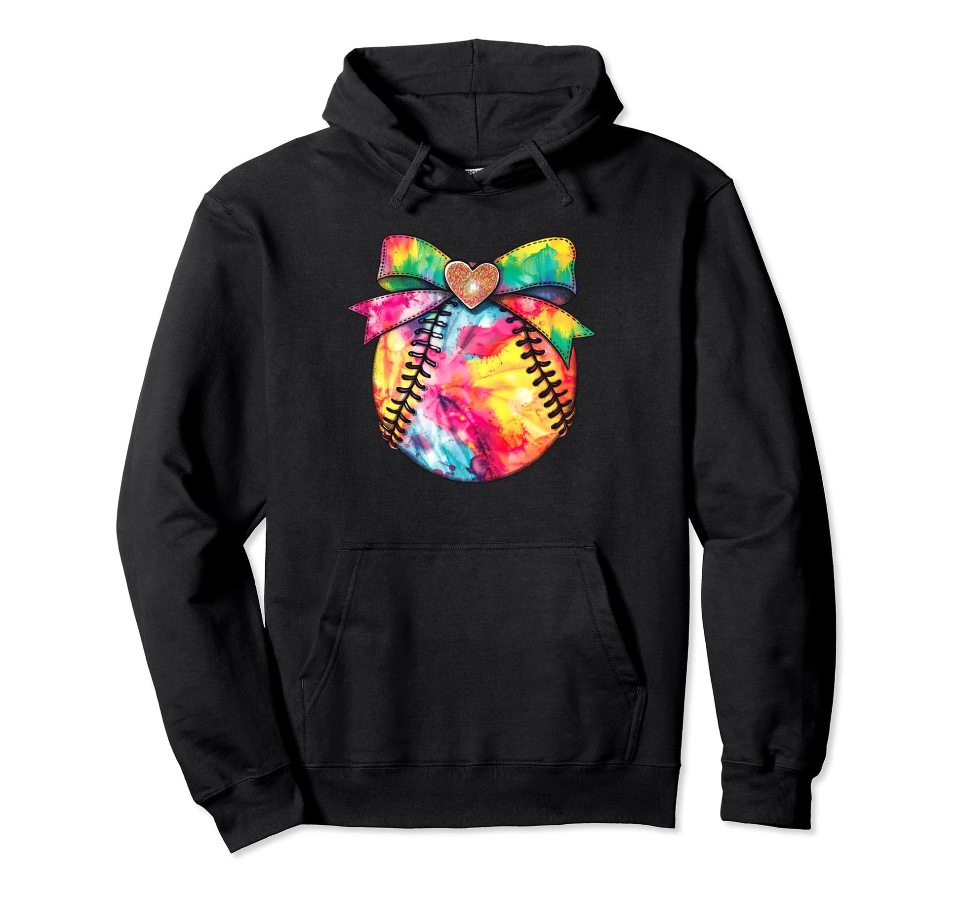 Colorful Tie Dye Baseball Softball Hoodie - Trendy Graphic Men Women - T-Shirt, Sweatshirt, Hoodie