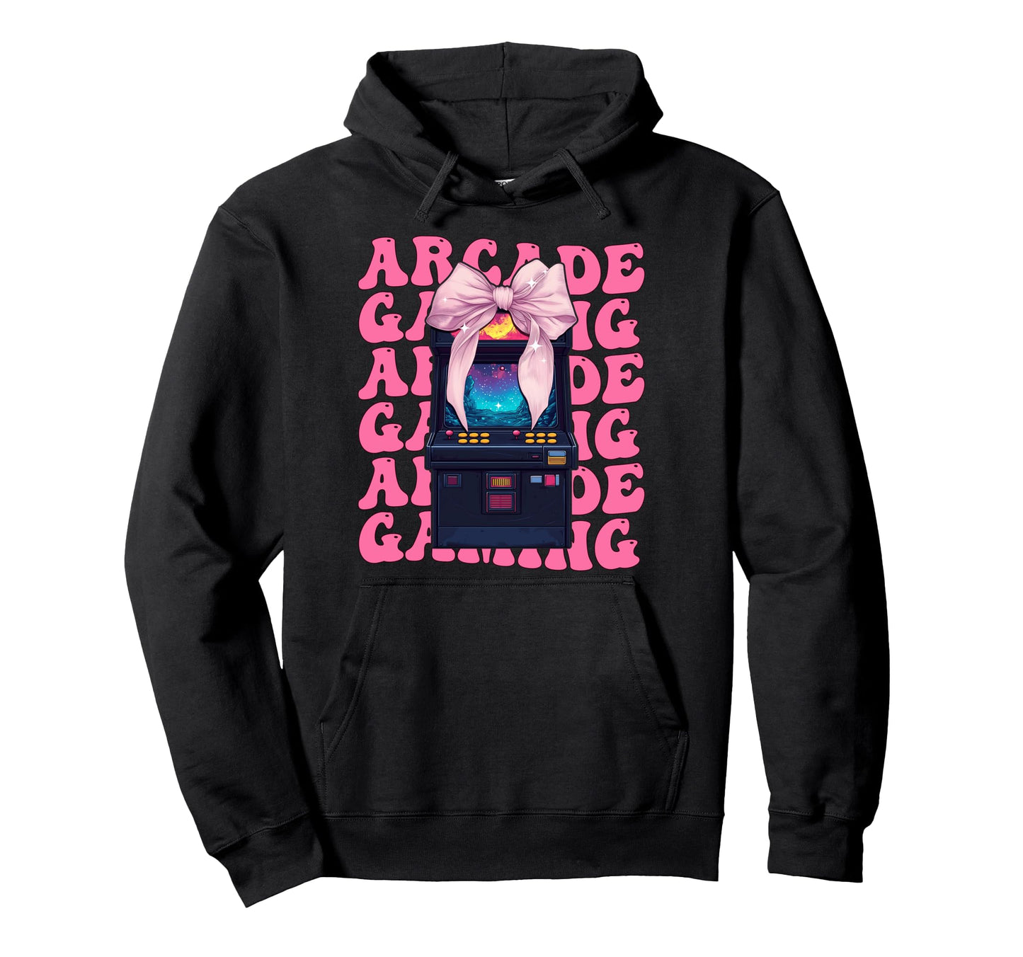 Coquette Bow Arcade Gaming Video Game Mom Hoodie - Graphic Print Men Women - T-Shirt, Sweatshirt, Hoodie