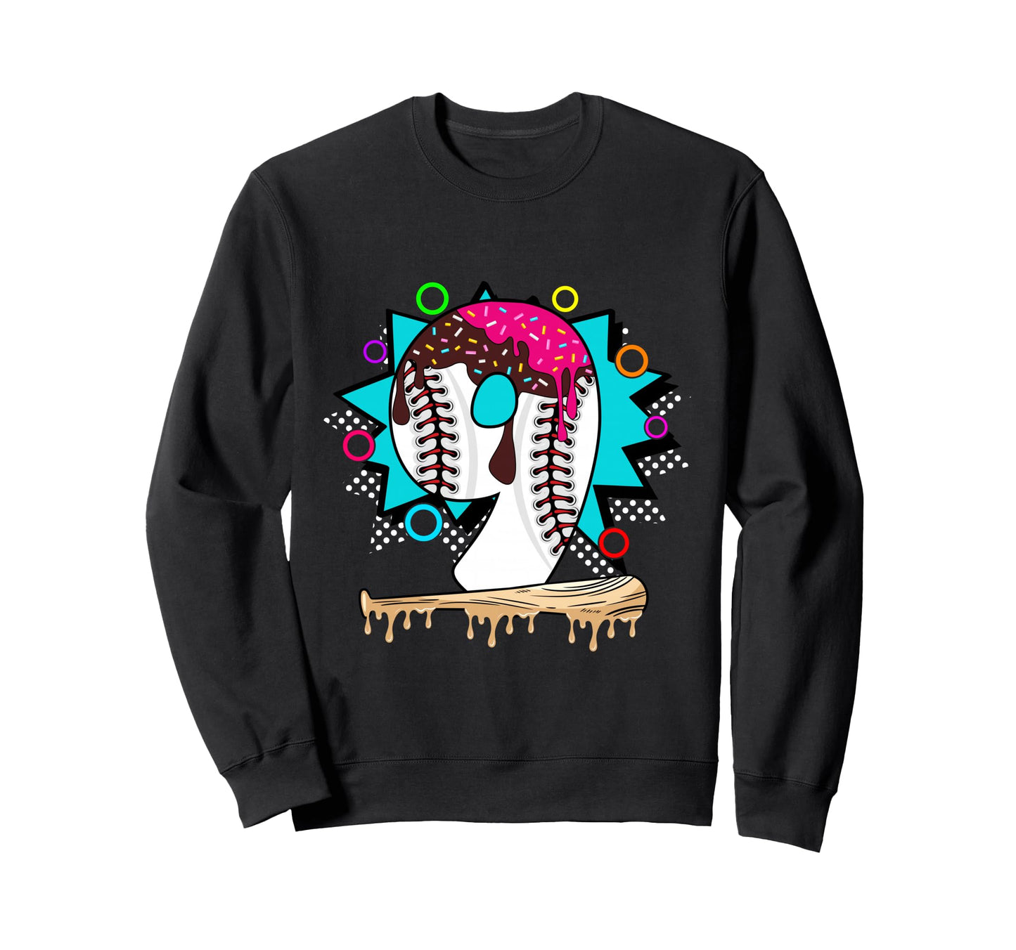 9Th Birthday Baseball Sweatshirt - Trendy Graphic for Adults - T-Shirt, Sweatshirt, Hoodie