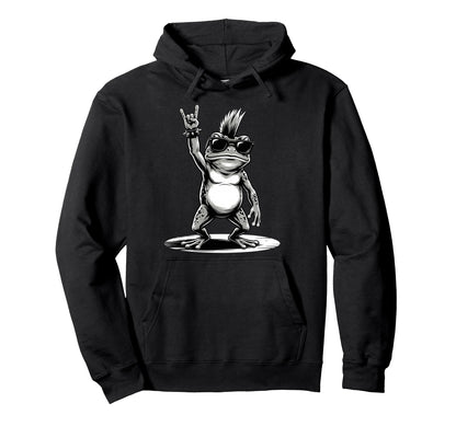 Funny Frog Loving Rock And Roll Heavy Hoodie - Casual Everyday Wear Unisex - T-Shirt, Sweatshirt, Hoodie