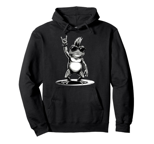Funny Frog Loving Rock And Roll Heavy Hoodie - Casual Everyday Wear Unisex - T-Shirt, Sweatshirt, Hoodie