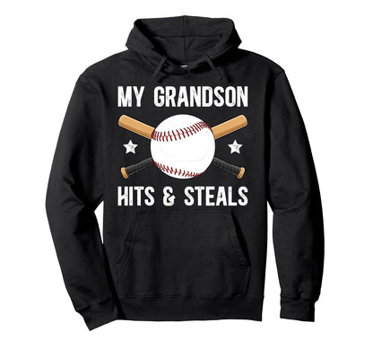 My Grandson Baseball Grandpa Baseball Hoodie - Unique Graphic for Adults - T-Shirt, Sweatshirt, Hoodie