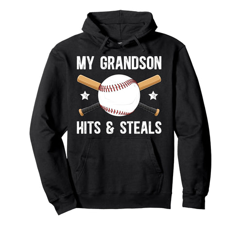 My Grandson Baseball Grandpa Baseball Hoodie - Unique Graphic for Adults - T-Shirt, Sweatshirt, Hoodie