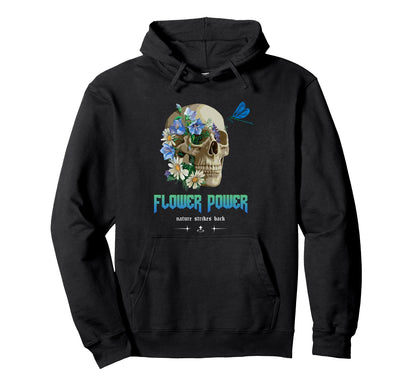 Flower Power Skull Aesthetic Edgy Hoodie - Custom Art Print Men Women - T-Shirt, Sweatshirt, Hoodie