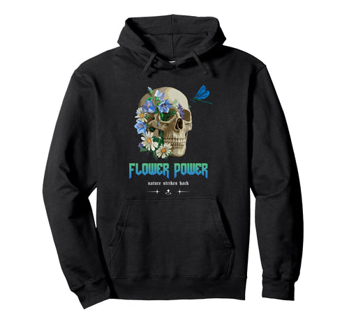 Flower Power Skull Aesthetic Edgy Hoodie - Custom Art Print Men Women - T-Shirt, Sweatshirt, Hoodie