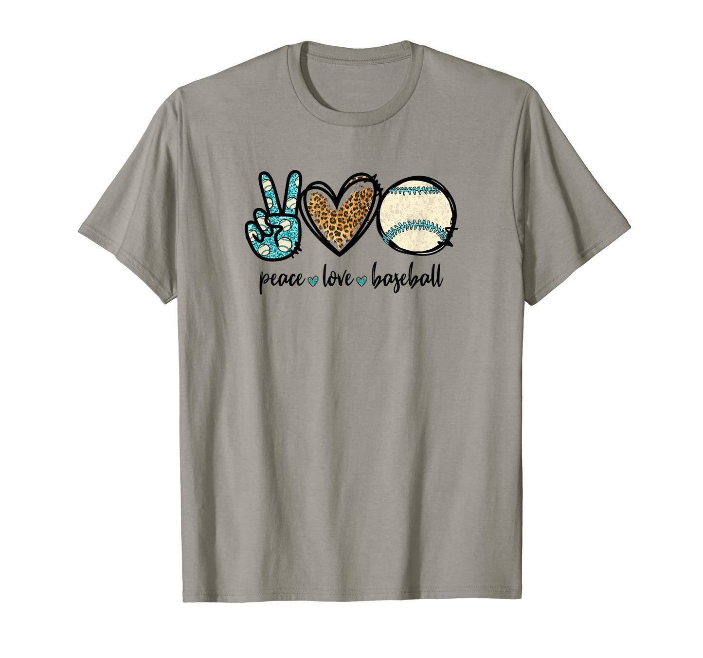 Baseball Lover Leopard Peace Love T-Shirt - Graphic Print for Adults - T-Shirt, Sweatshirt, Hoodie