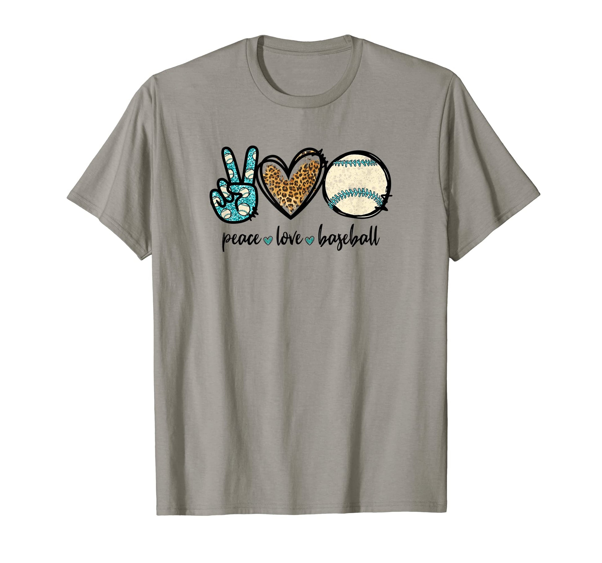 Baseball Lover Leopard Peace Love T-Shirt - Graphic Print for Adults - T-Shirt, Sweatshirt, Hoodie