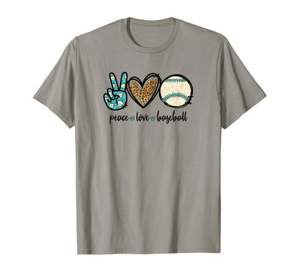 Baseball Lover Leopard Peace Love T-Shirt - Graphic Print for Adults - T-Shirt, Sweatshirt, Hoodie