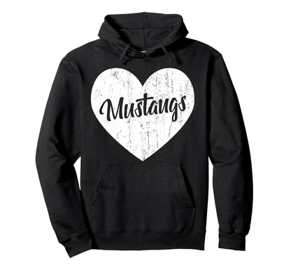 Mustangs School Sports Fan Team Hoodie - Minimalist Print for Adults - T-Shirt, Sweatshirt, Hoodie