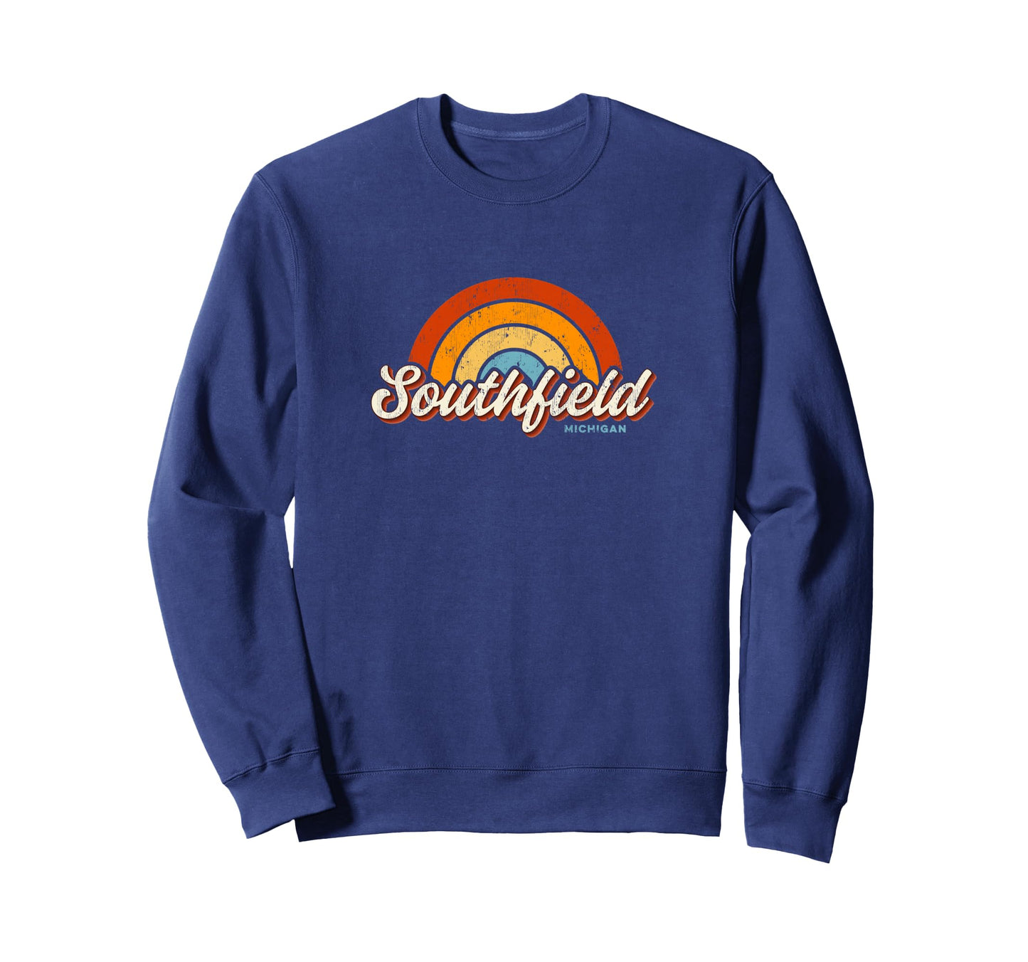 Southfield Michigan Mi Rainbow 70S Sweatshirt - Trendy Graphic Unisex - T-Shirt, Sweatshirt, Hoodie