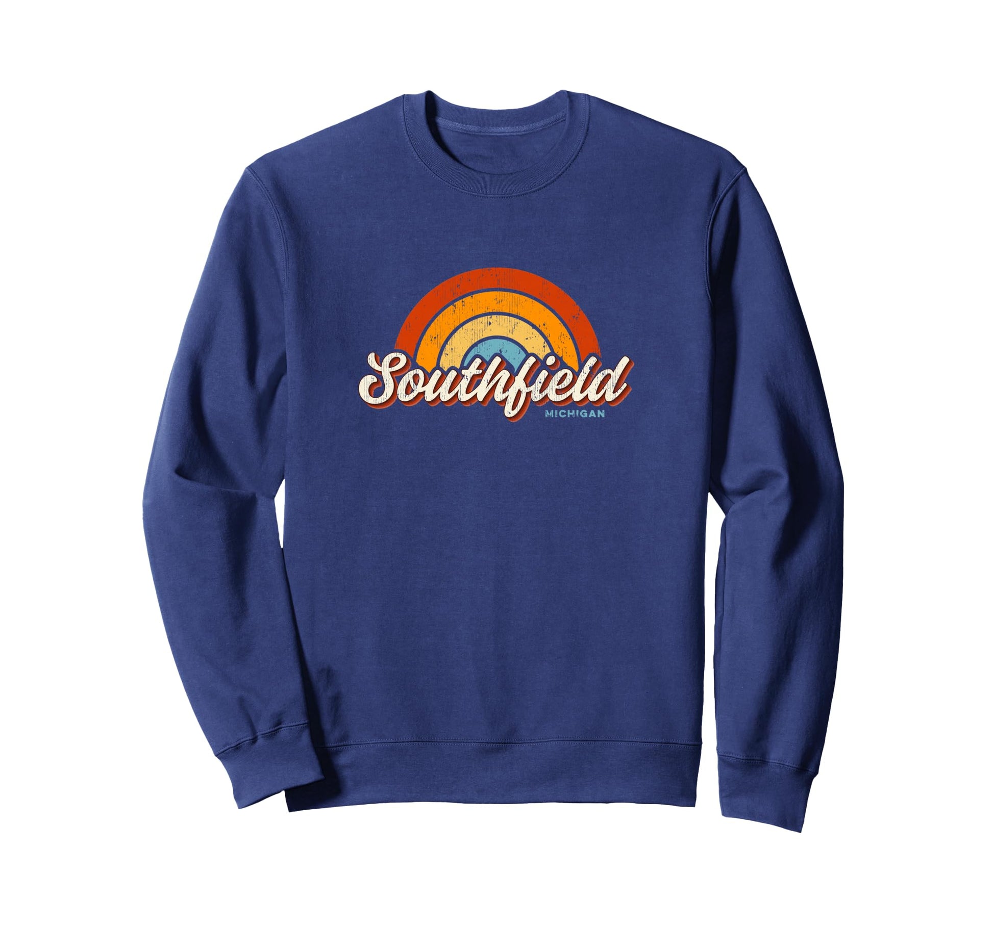Southfield Michigan Mi Rainbow 70S Sweatshirt - Trendy Graphic Unisex - T-Shirt, Sweatshirt, Hoodie