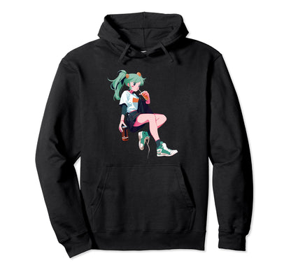 Anime Drinking Soda Japanese Anime Hoodie - Aesthetic Graphic Men Women - T-Shirt, Sweatshirt, Hoodie