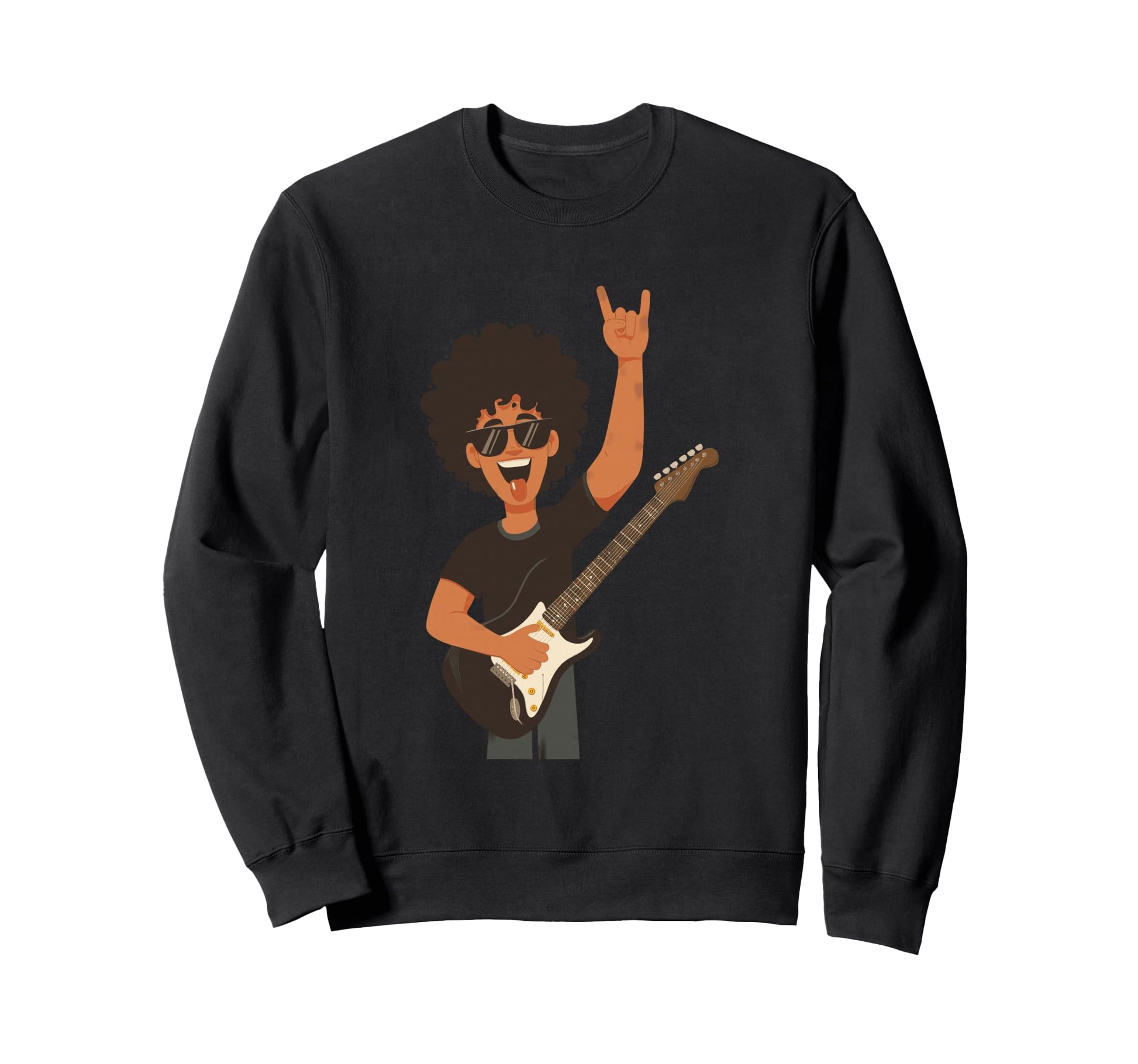 Funny Cartoon Rock Musician Guitar Sweatshirt - Minimalist Print Unisex - T-Shirt, Sweatshirt, Hoodie