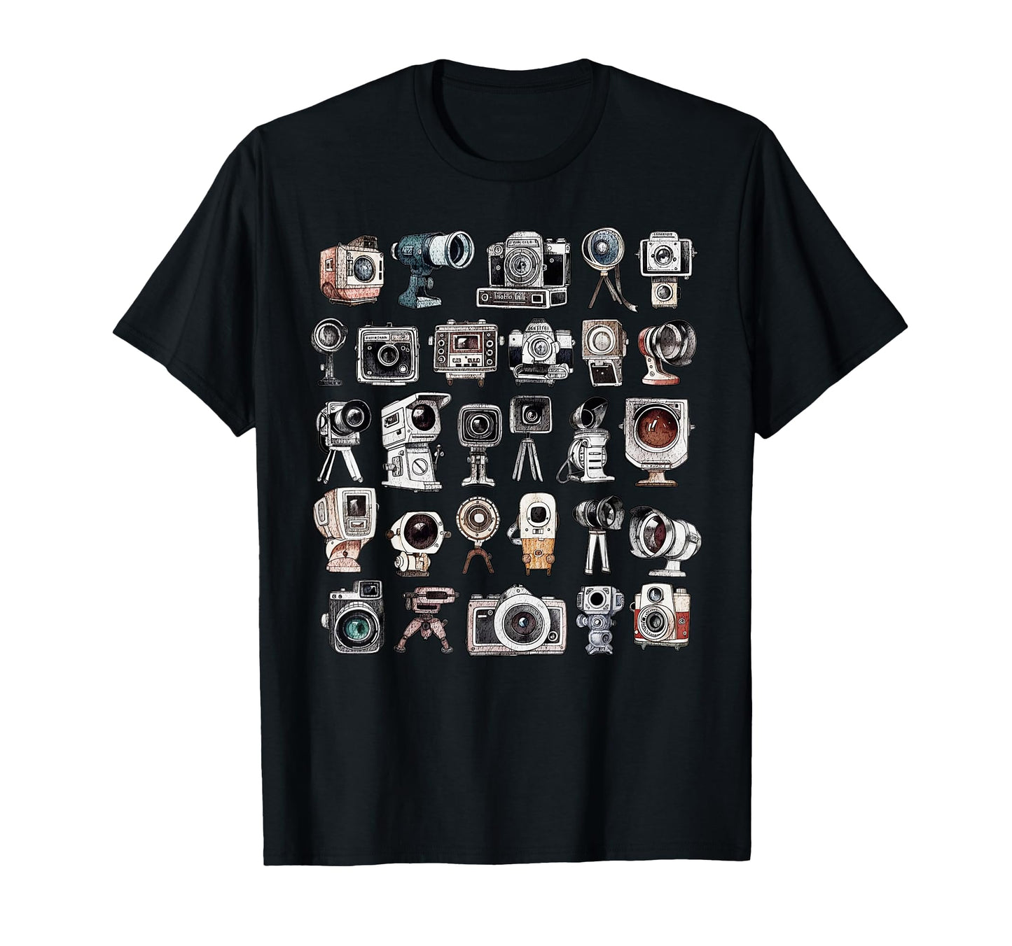 Watercolor Camera Collections T-Shirt - Casual Everyday Wear for Adults - T-Shirt, Sweatshirt, Hoodie