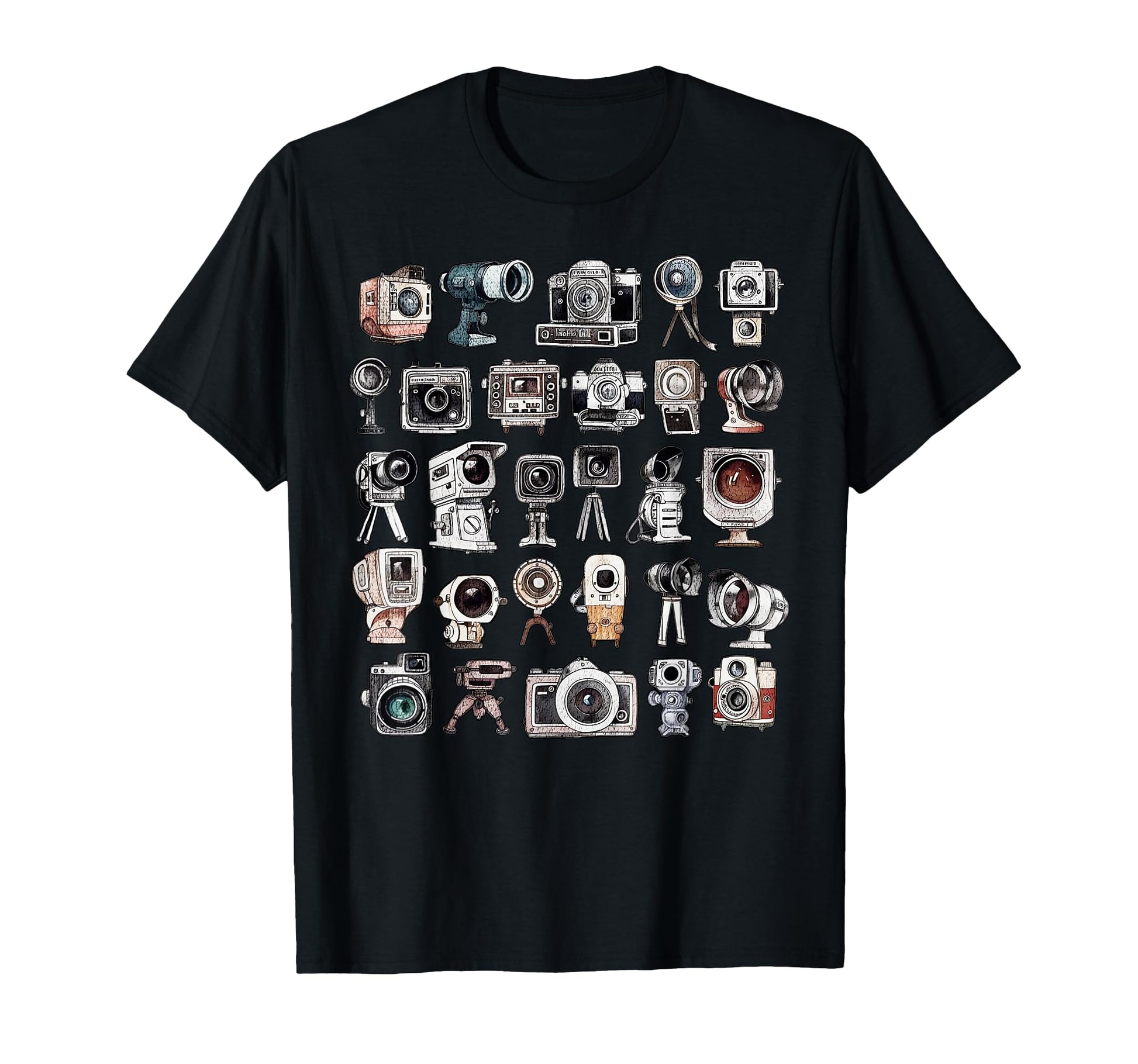 Watercolor Camera Collections T-Shirt - Casual Everyday Wear for Adults - T-Shirt, Sweatshirt, Hoodie