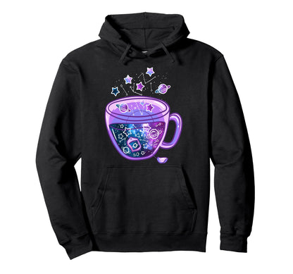 Vaporwave Galaxy Cup Japanese Art Cup Hoodie - Graphic Print for Adults - T-Shirt, Sweatshirt, Hoodie