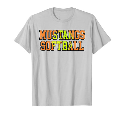 Mustangs Softball Mom Orange Mustang T-Shirt - Unique Graphic Men Women - T-Shirt, Sweatshirt, Hoodie