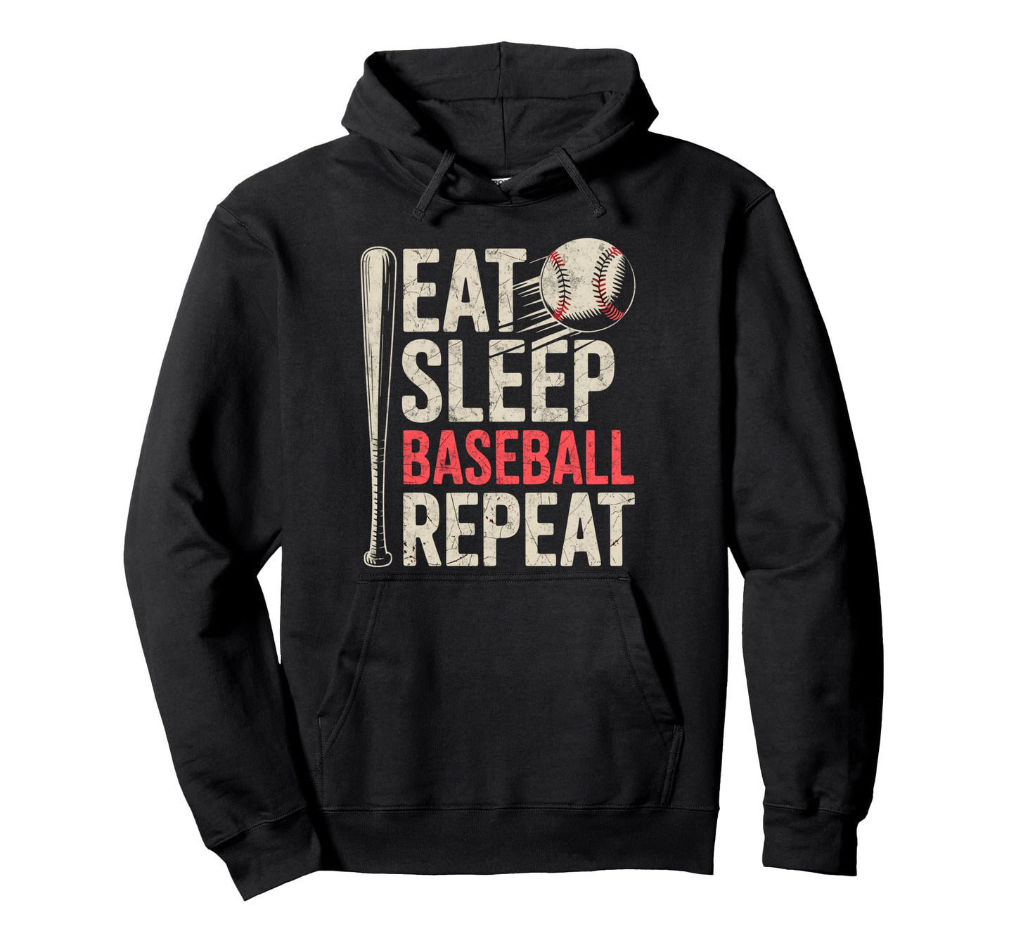 Eat Sleep Baseball Repeat Player Hoodie - Fun Novelty Design Men Women - T-Shirt, Sweatshirt, Hoodie