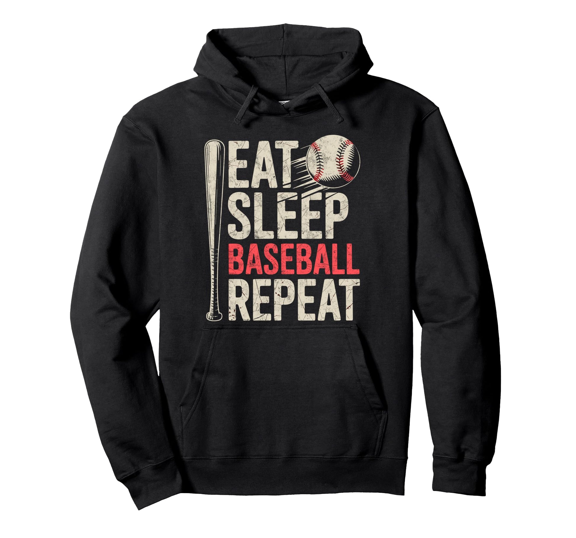 Eat Sleep Baseball Repeat Player Hoodie - Fun Novelty Design Men Women - T-Shirt, Sweatshirt, Hoodie