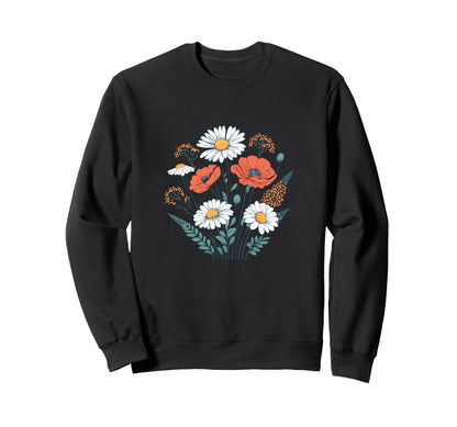 Wildflower Wanderer Boho Sweatshirt - Casual Everyday Wear Men Women - T-Shirt, Sweatshirt, Hoodie