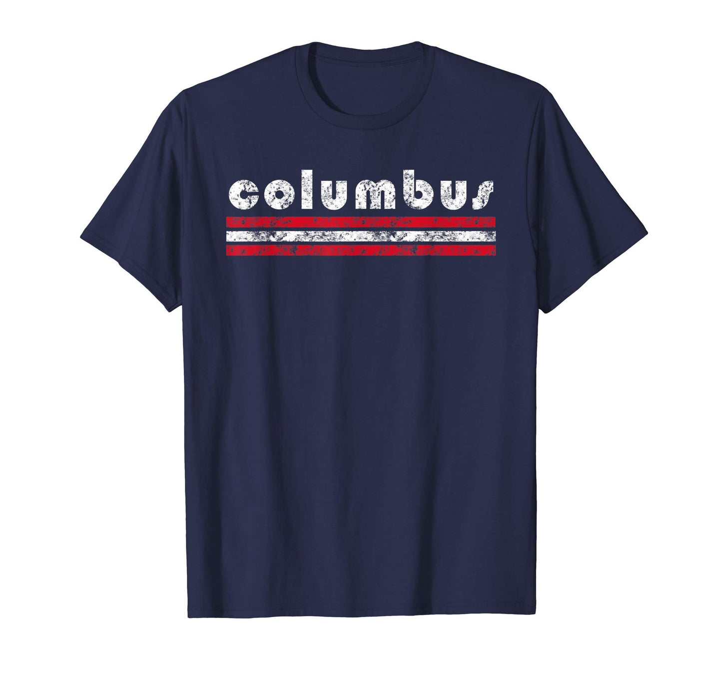 Columbus Ohio Three Stripe Weathered T-Shirt - Graphic Print Unisex - T-Shirt, Sweatshirt, Hoodie