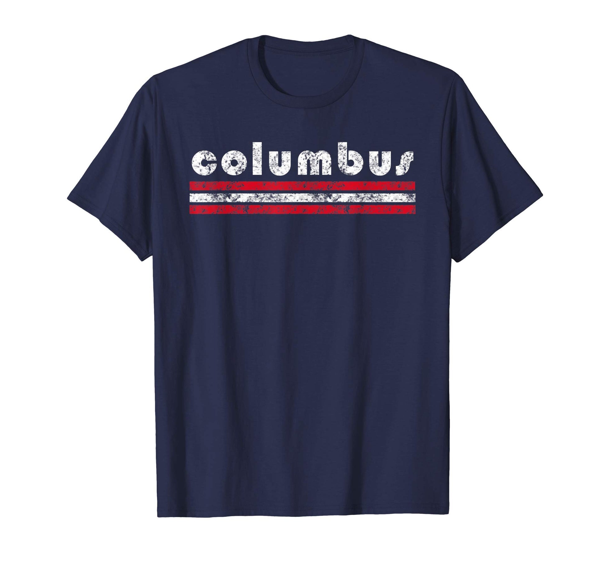 Columbus Ohio Three Stripe Weathered T-Shirt - Graphic Print Unisex - T-Shirt, Sweatshirt, Hoodie