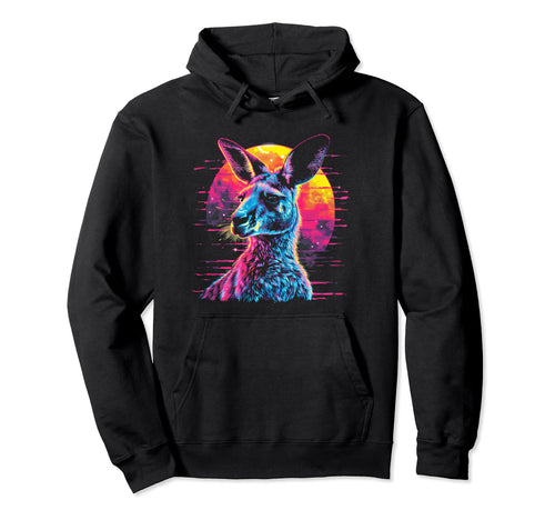 Kangaroo Vaporwave Aesthetic Synthwave Hoodie - Unique Graphic Men Women - T-Shirt, Sweatshirt, Hoodie