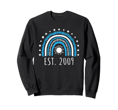 Est 2009 Rainbow Established 2009 Sweatshirt - Trendy Graphic Unisex - T-Shirt, Sweatshirt, Hoodie