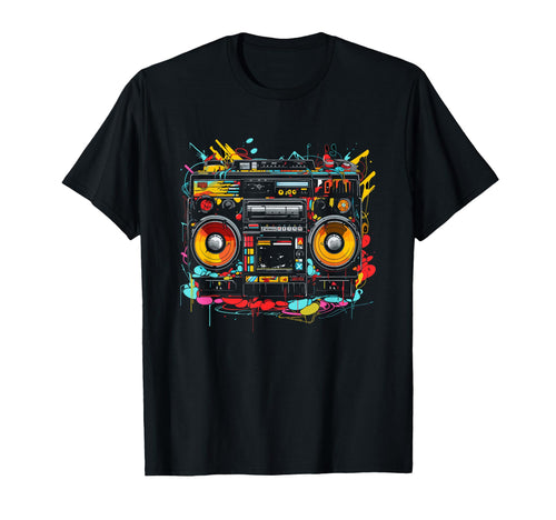 Ghetto Blaster Hip Hop 80S 90S T-Shirt - Minimalist Print for Adults - T-Shirt, Sweatshirt, Hoodie