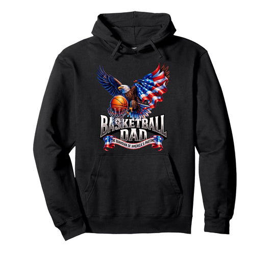 Basketball Dad American Flag Basketball Hoodie - Aesthetic Graphic Unisex - T-Shirt, Sweatshirt, Hoodie