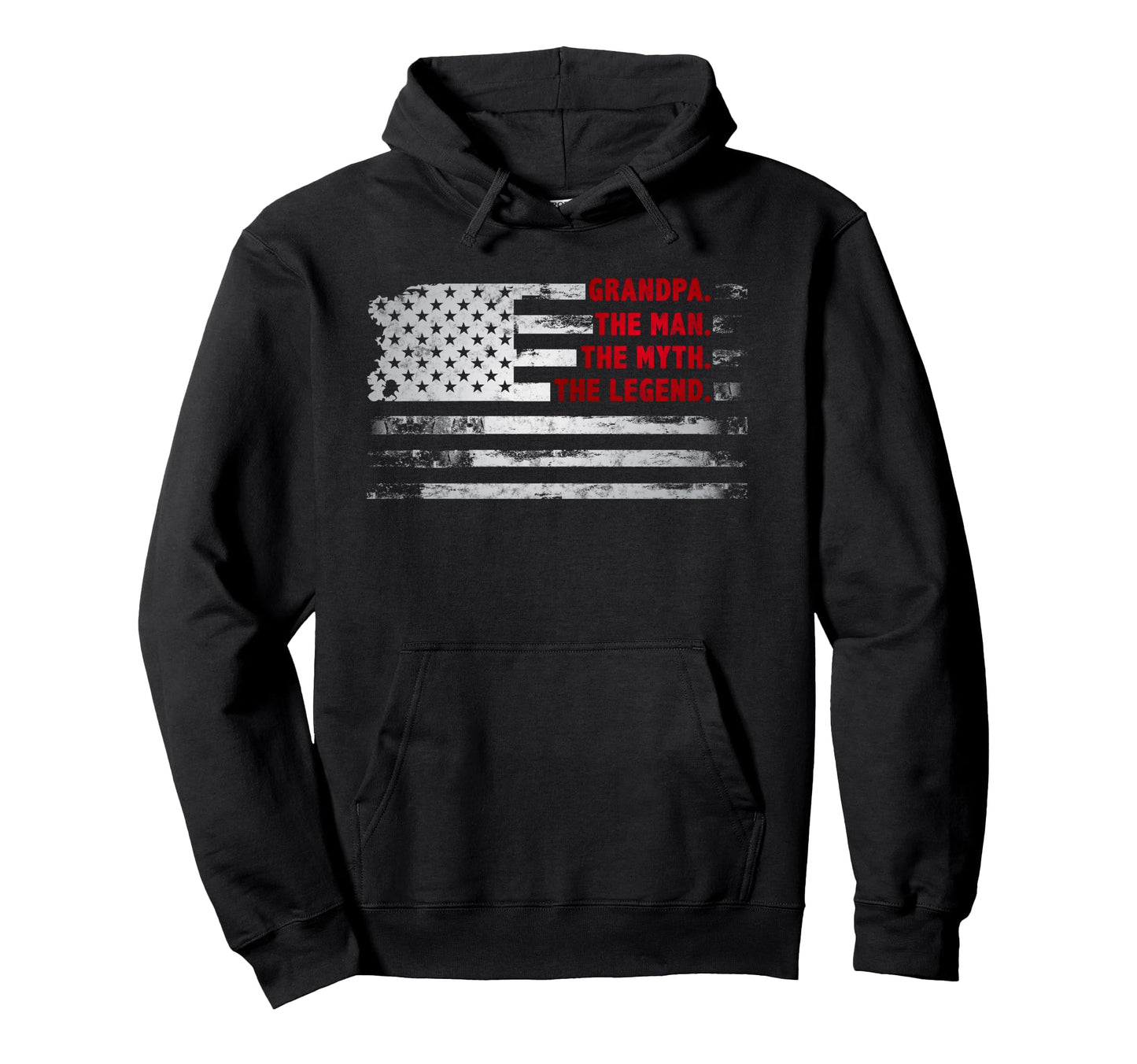 Grandpa Myth Legend American Usa Flag Hoodie - Novelty Apparel for Adults - T-Shirt, Sweatshirt, Hoodie