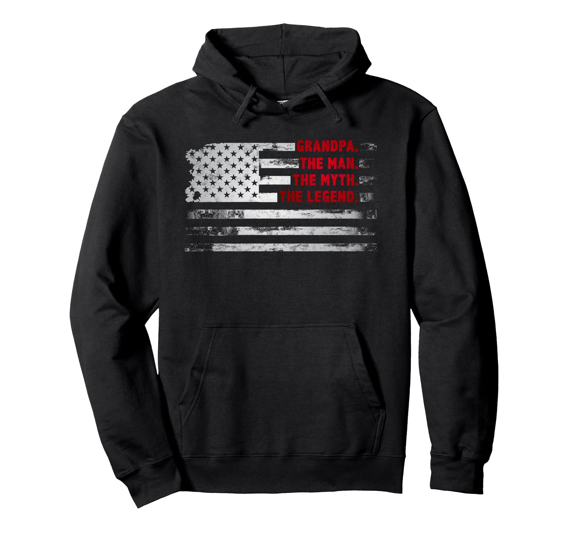 Grandpa Myth Legend American Usa Flag Hoodie - Novelty Apparel for Adults - T-Shirt, Sweatshirt, Hoodie