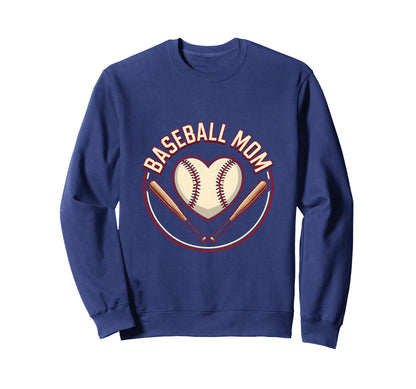 Baseball Mom Heart Proud Sports Sweatshirt - Fun Novelty Design Men Women - T-Shirt, Sweatshirt, Hoodie
