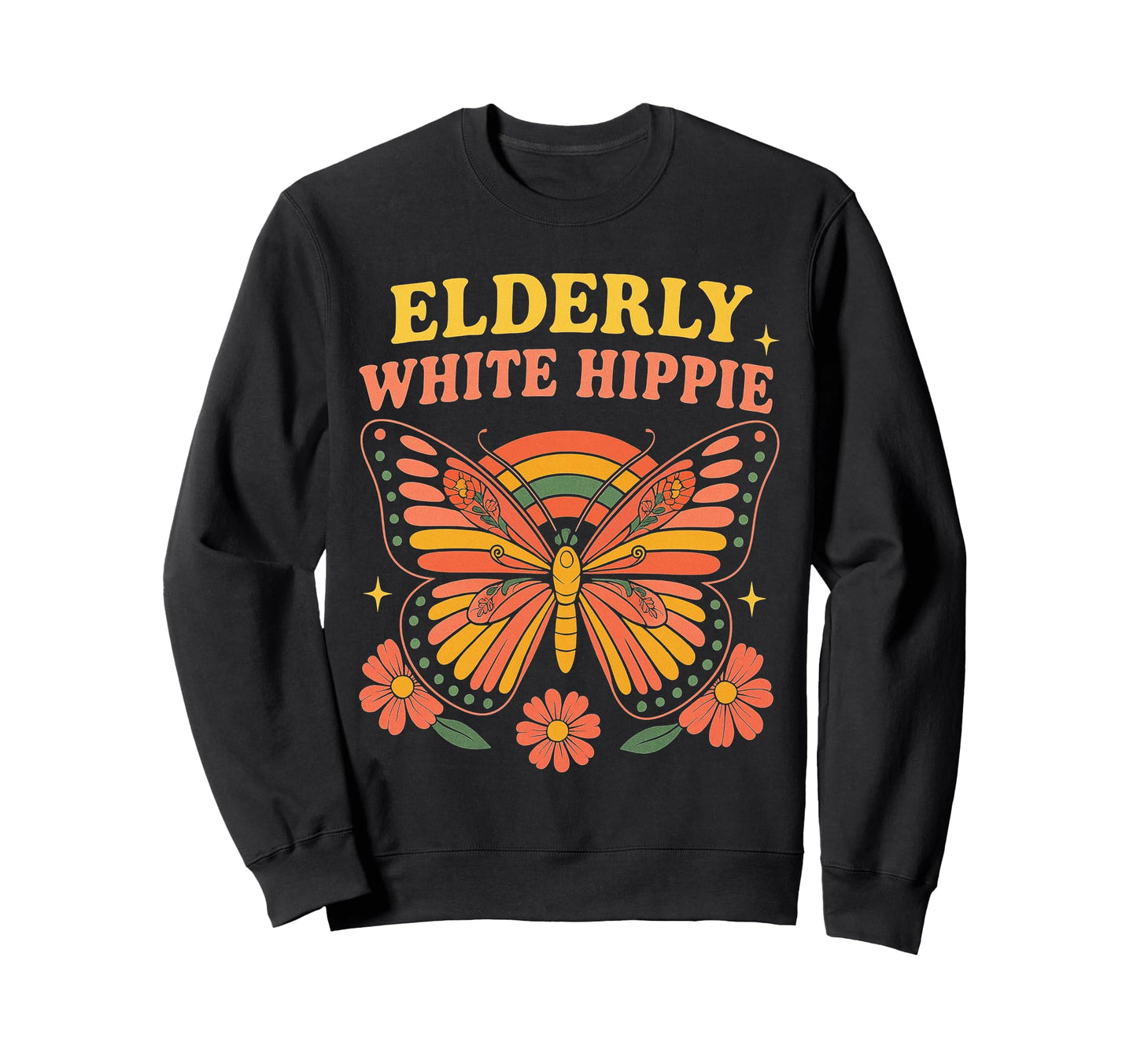 Elderly White Hippie Rainbow Funny Sweatshirt - Custom Art Print Men Women - T-Shirt, Sweatshirt, Hoodie