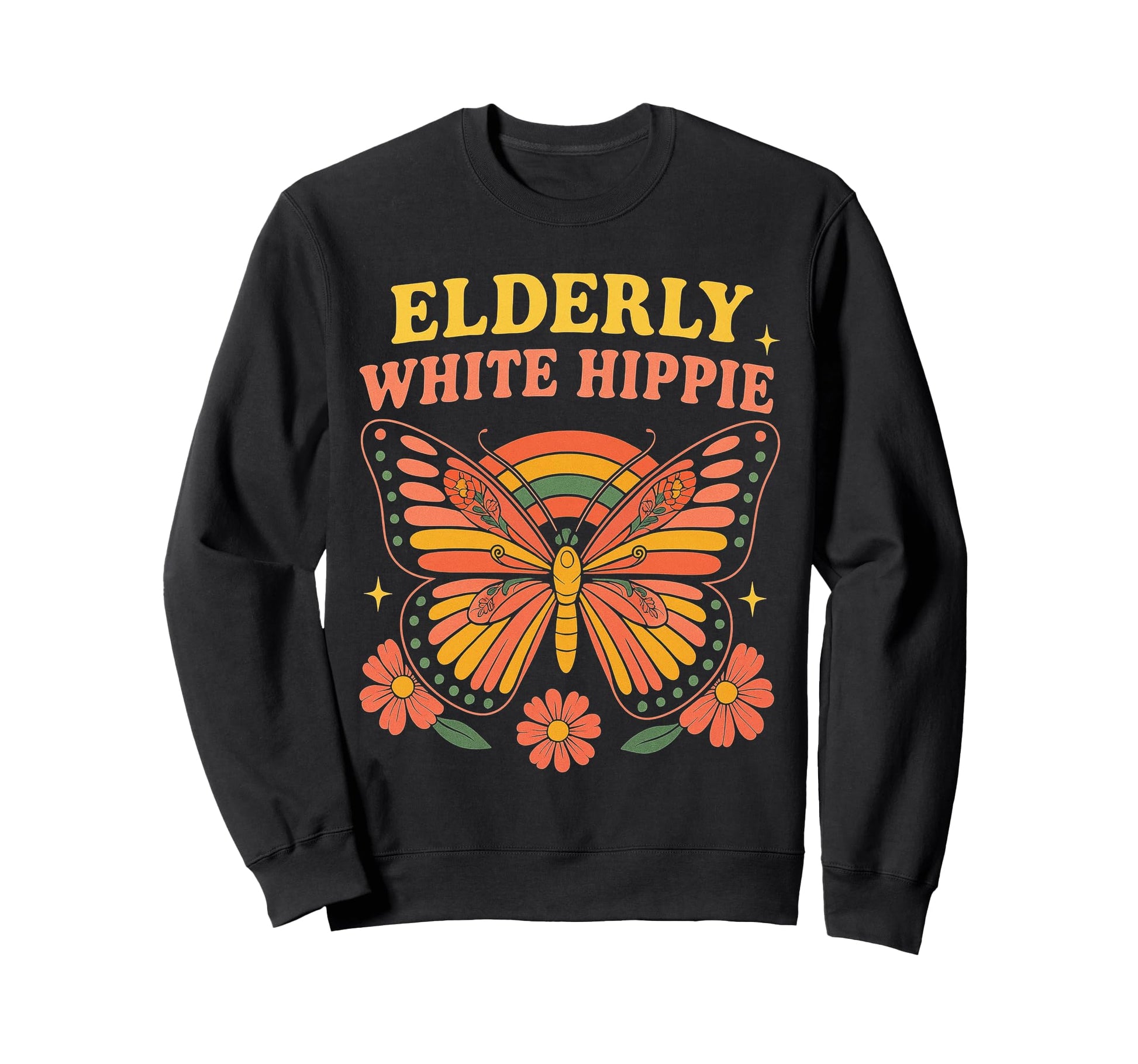 Elderly White Hippie Rainbow Funny Sweatshirt - Custom Art Print Men Women - T-Shirt, Sweatshirt, Hoodie