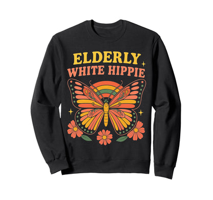 Elderly White Hippie Rainbow Funny Sweatshirt - Custom Art Print Men Women - T-Shirt, Sweatshirt, Hoodie