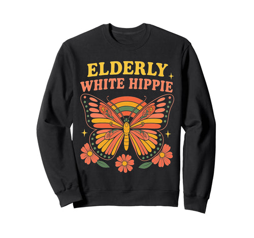 Elderly White Hippie Rainbow Funny Sweatshirt - Custom Art Print Men Women - T-Shirt, Sweatshirt, Hoodie