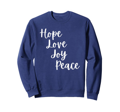 Advent Hope Love Joy Peace Christian Sweatshirt - Minimalist Print Unisex - T-Shirt, Sweatshirt, Hoodie